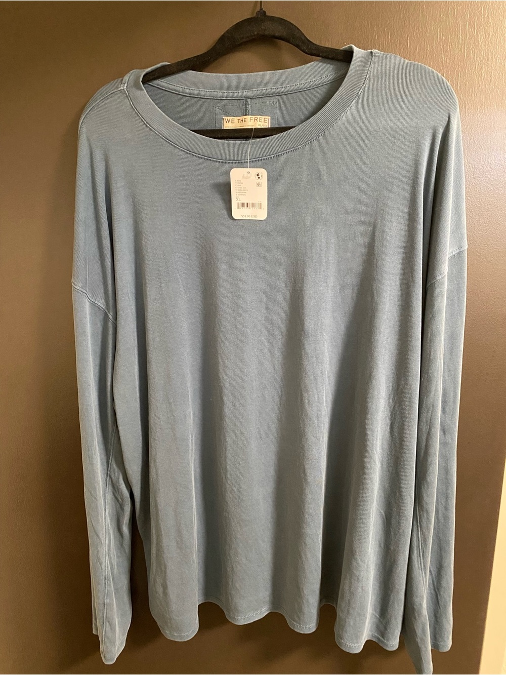 Free People Long-Sleeve Crewneck Tee - Dusty Blue